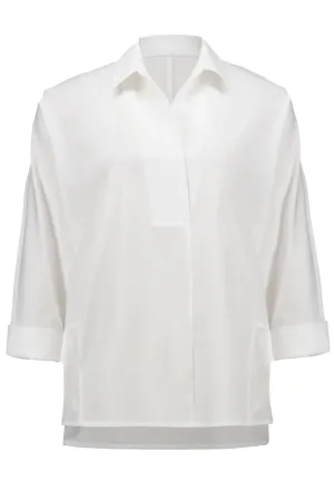 Joseph Ribkoff  251948-1761 Vanilla Poplin Boxy Shirt with Overlapping V-Neck