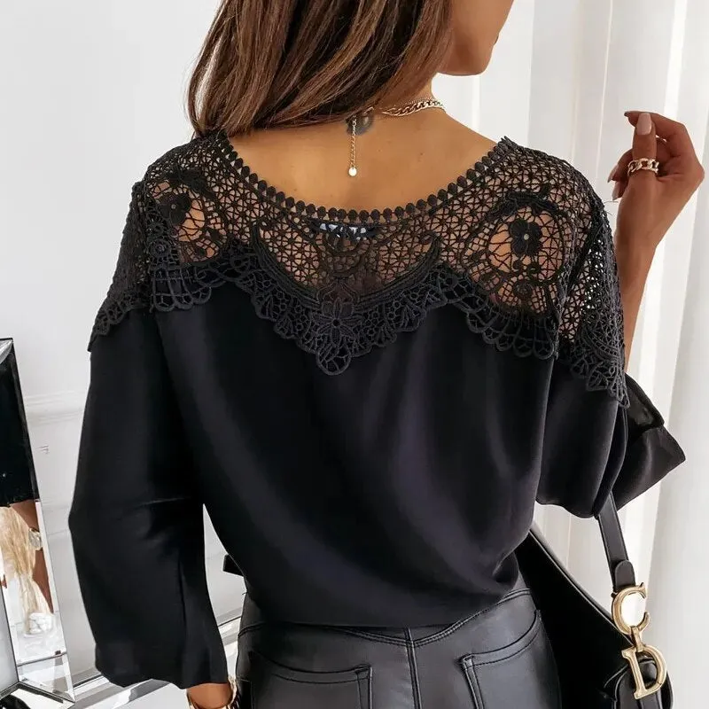 JuliaFashion - 2024 Vintage Elegant Lace Blouses