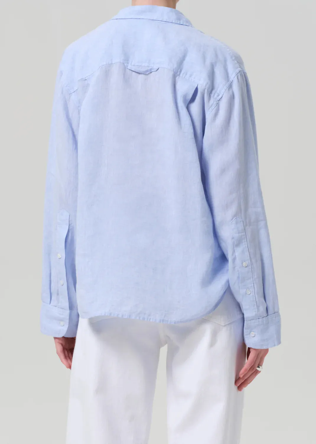Kayla Shrunken Linen Shirt in Glint