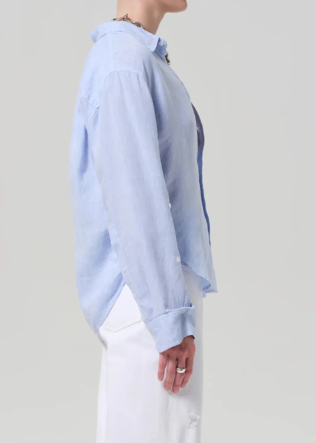 Kayla Shrunken Linen Shirt in Glint