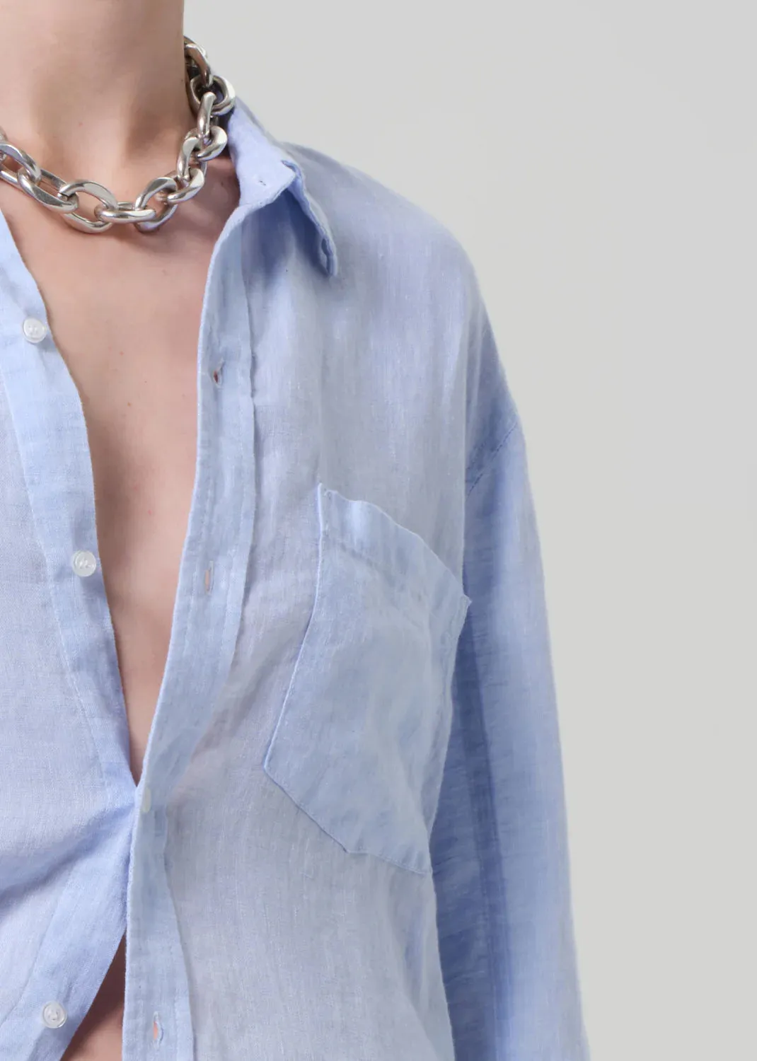 Kayla Shrunken Linen Shirt in Glint