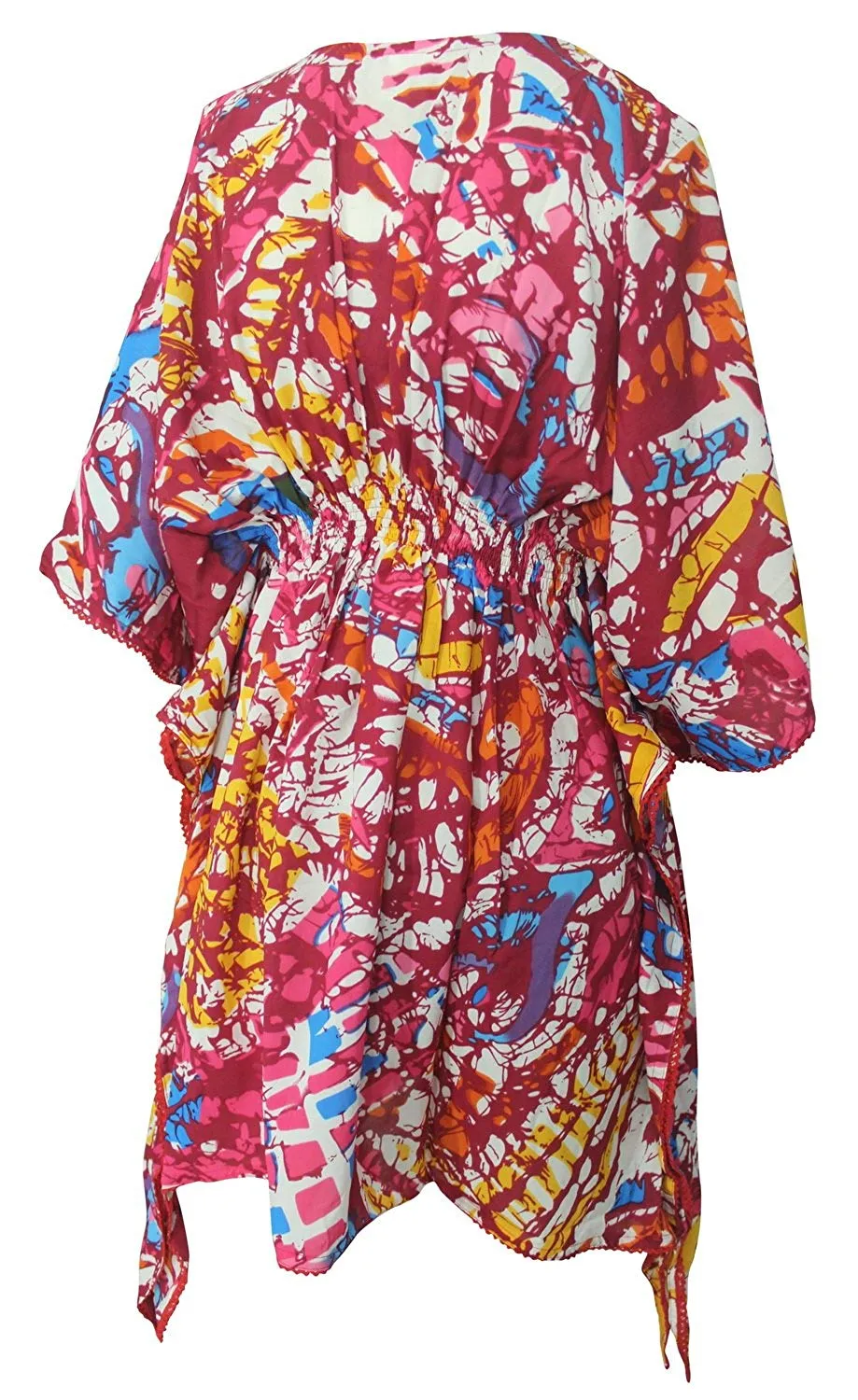 LA LEELA Soft fabric Printed Tassel Swim Cover Up OSFM 8-14 [M-L] Pink_2232