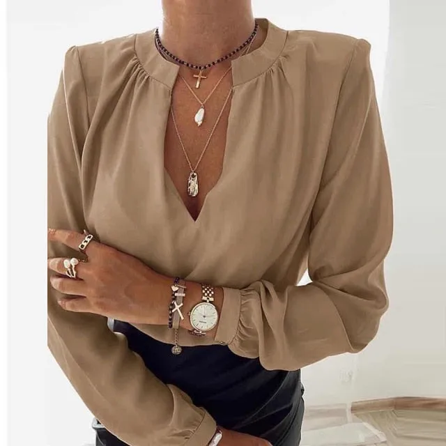 Ladies Polka Dot Print Ruffle Blouse Shirt  Autumn Winter Long Sleeve V-Neck Shirts Tops Elegant Office Women Button Blusas