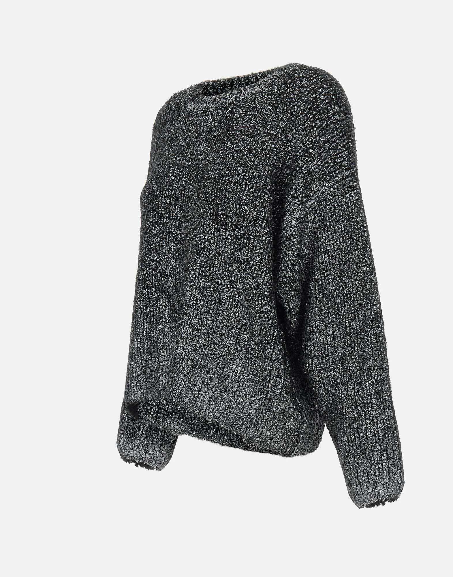 Laminated Bouclè Black Sweater