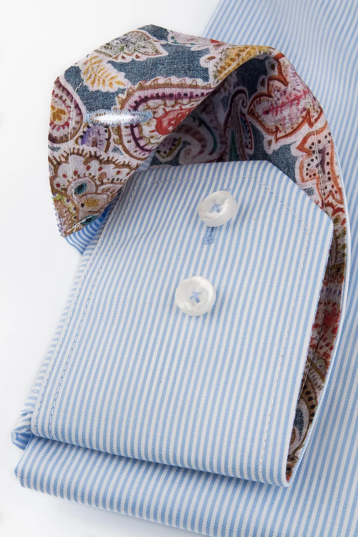 Light blue striped slim fit shirt with contrast details