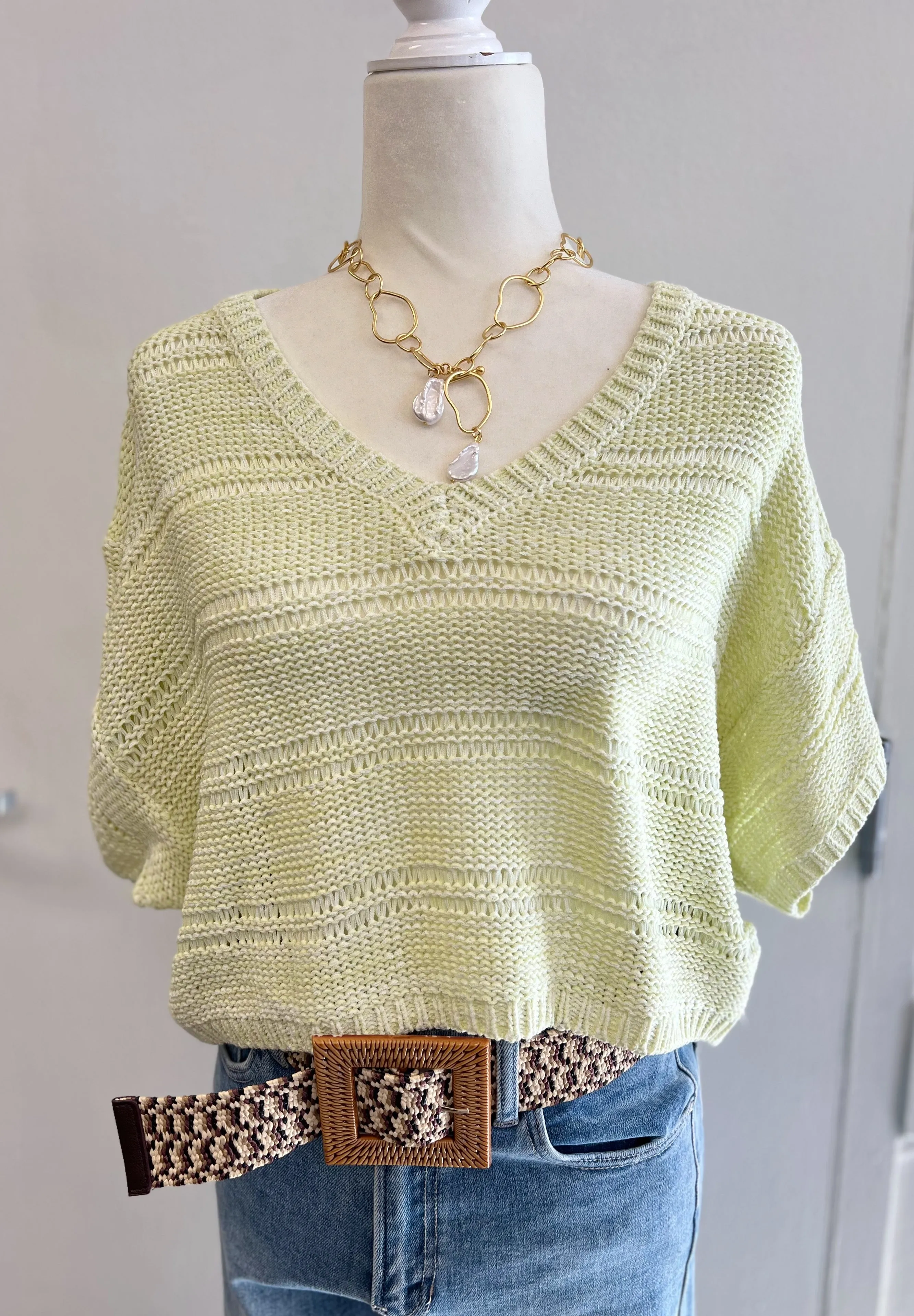 Lime V-Neck Sweater