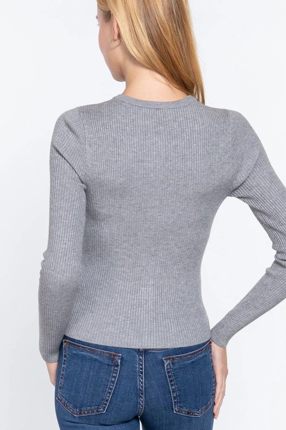 Long Sleeve Crew Neck Basic Cardigan | Classic Comfort and Timeless Style