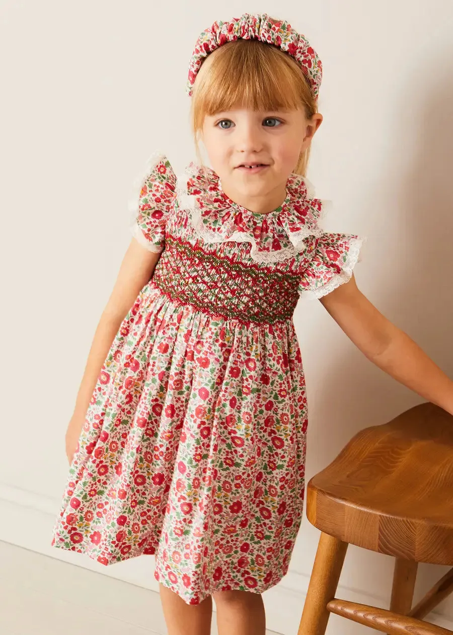 Margot Hand-Smocked Dress in Red Made with Liberty Fabric (12m-6yrs)
