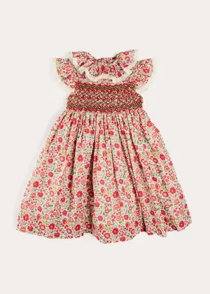 Margot Hand-Smocked Dress in Red Made with Liberty Fabric (12m-6yrs)