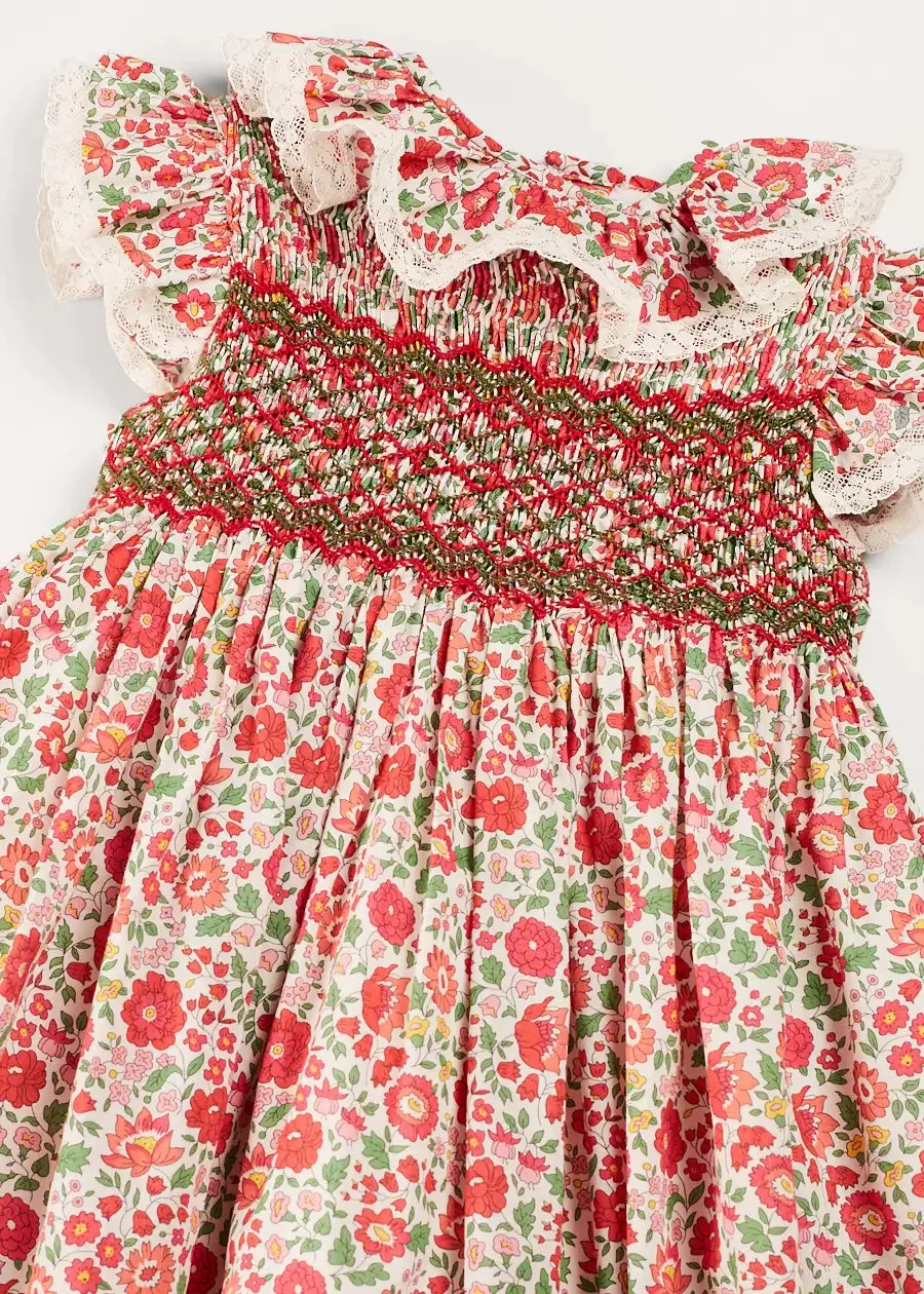 Margot Hand-Smocked Dress in Red Made with Liberty Fabric (12m-6yrs)