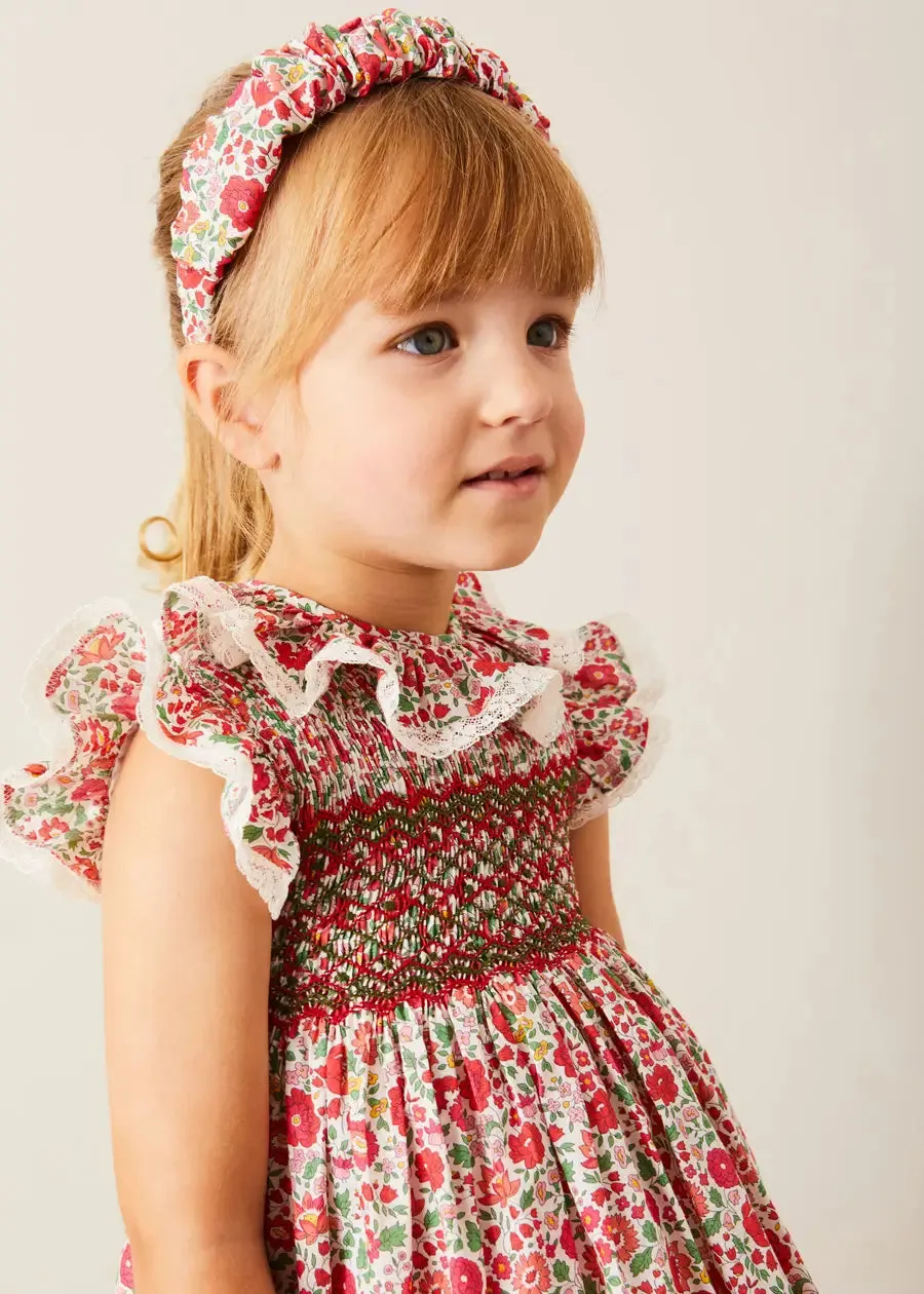 Margot Hand-Smocked Dress in Red Made with Liberty Fabric (12m-6yrs)