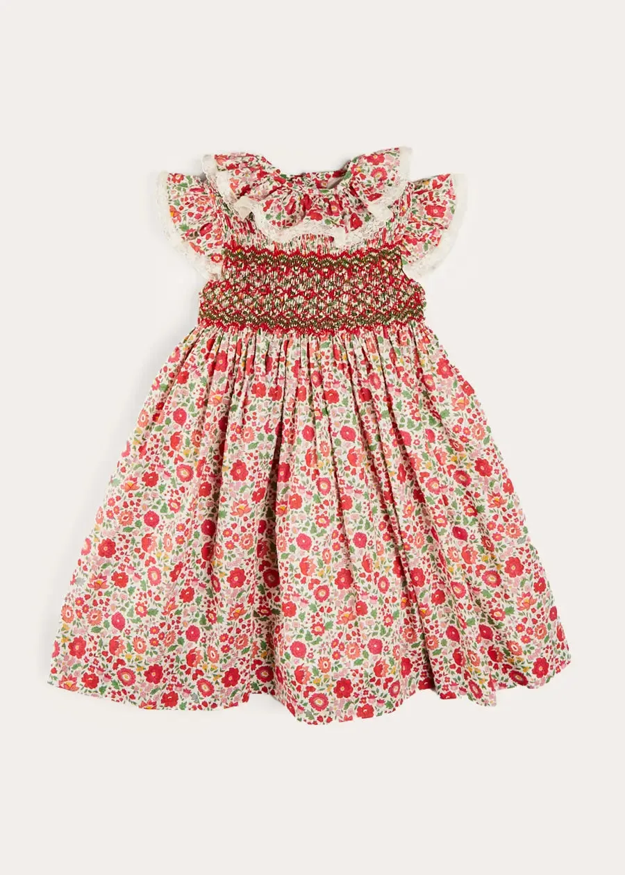 Margot Hand-Smocked Dress in Red Made with Liberty Fabric (12m-6yrs)