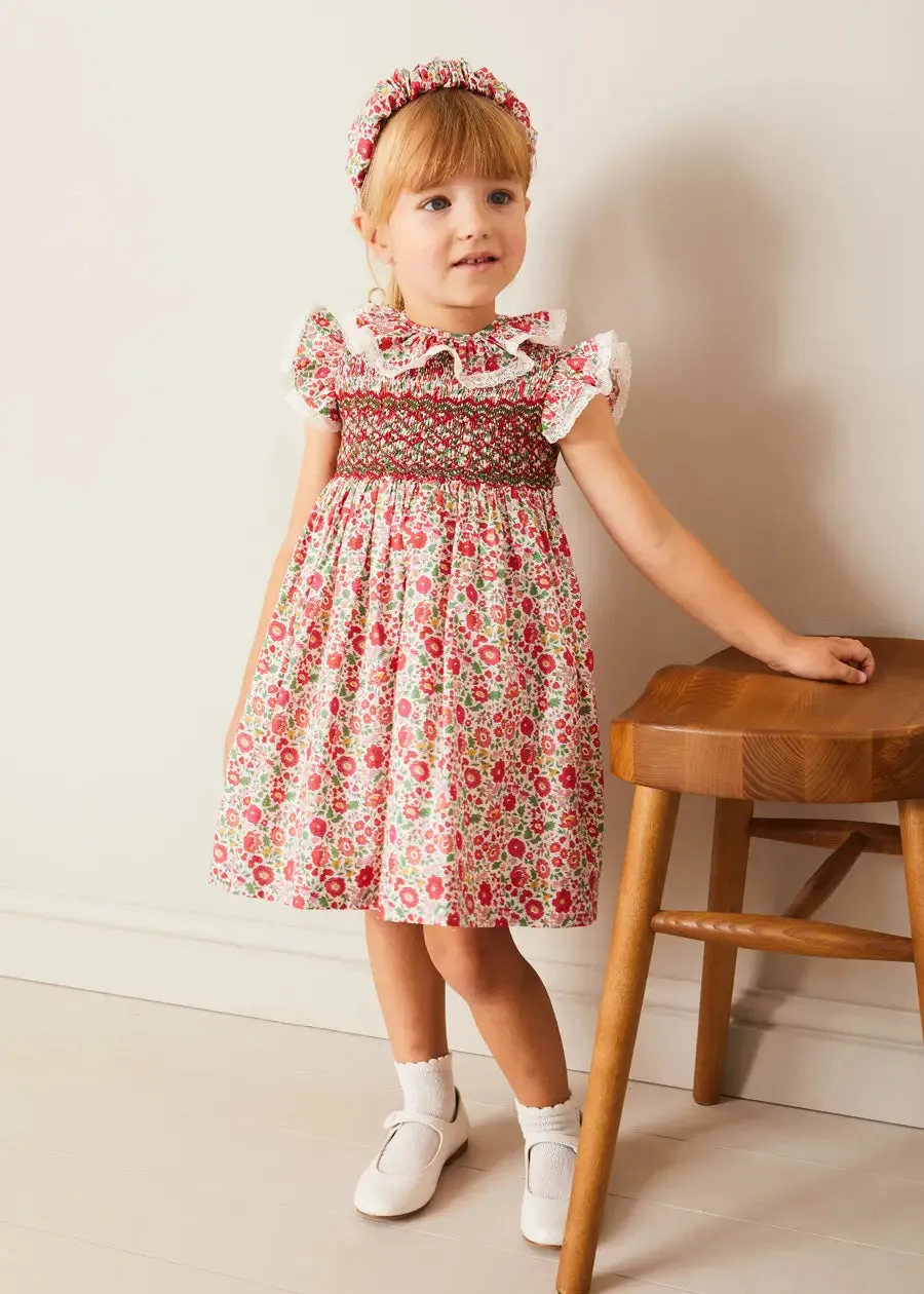 Margot Hand-Smocked Dress in Red Made with Liberty Fabric (12m-6yrs)