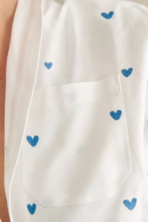 Max Shirt White with Blue Hearts