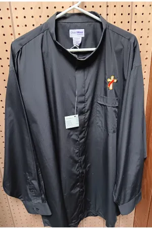 Men's Black Tab Collar Long Sleeve Shirt - USSM104-213637-D
