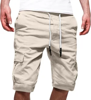 Mens Cargo Shorts Casual Summer Outdoor Hiking Work Shorts with Multi Pockets Fashionable Drawstring Woven Workout Shorts