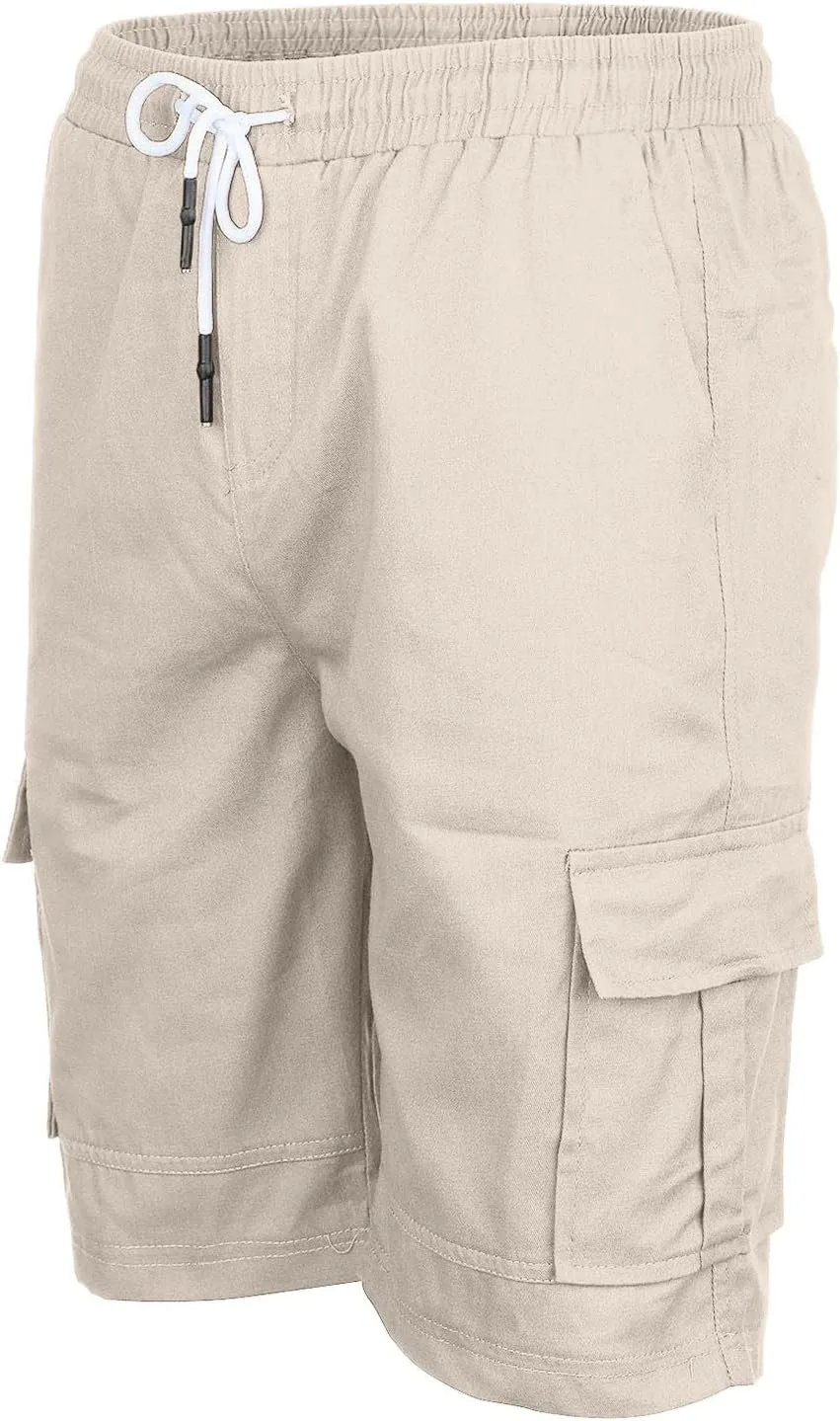 Mens Cargo Shorts Casual Summer Outdoor Hiking Work Shorts with Multi Pockets Fashionable Drawstring Woven Workout Shorts