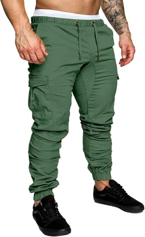 Mens Cargo Sweatpants Slim Fit with Pockets Workout Gym Lightweight Sweat Pants Elastic Waist Sweat Pants Trouser