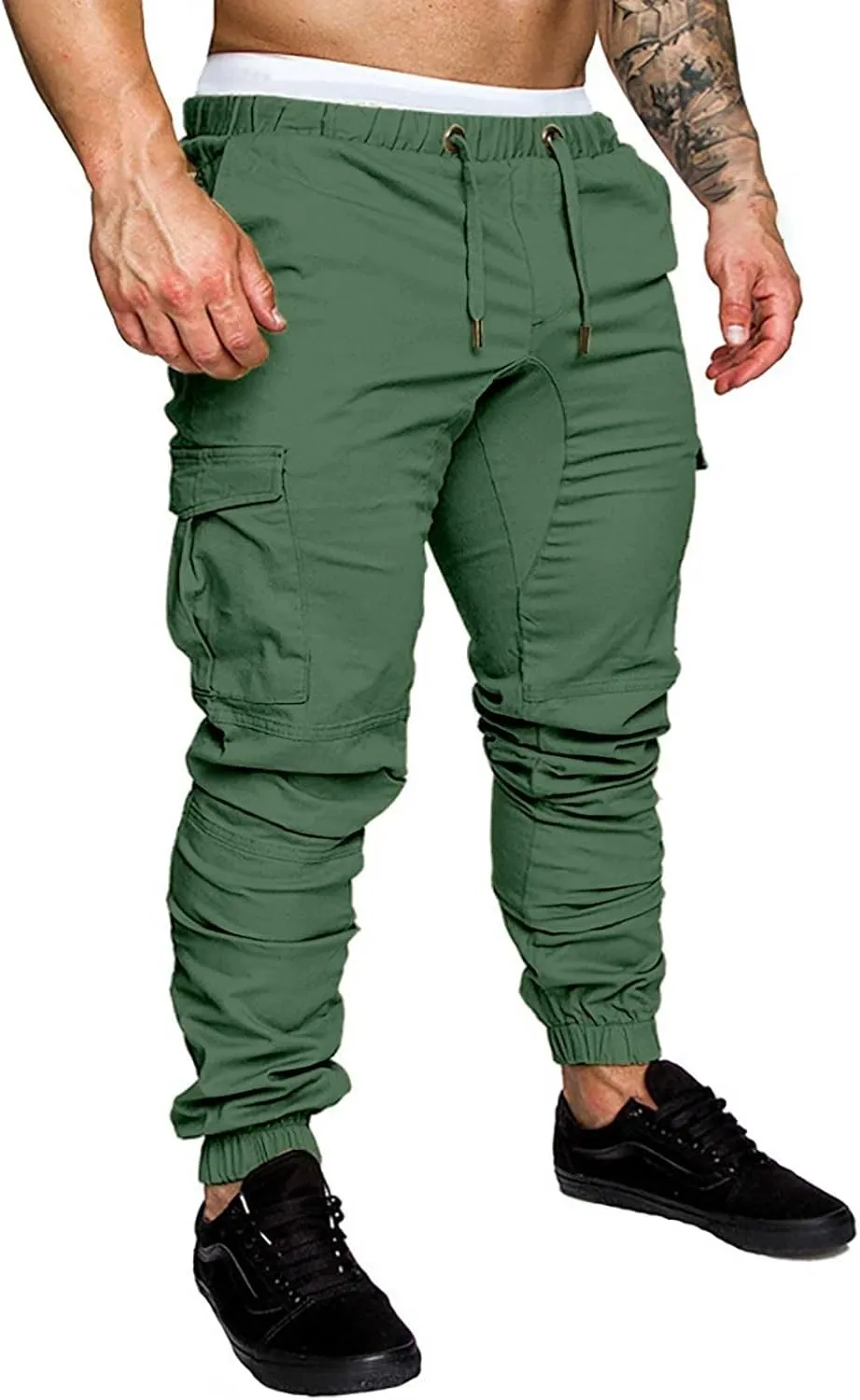 Mens Cargo Sweatpants Slim Fit with Pockets Workout Gym Lightweight Sweat Pants Elastic Waist Sweat Pants Trouser