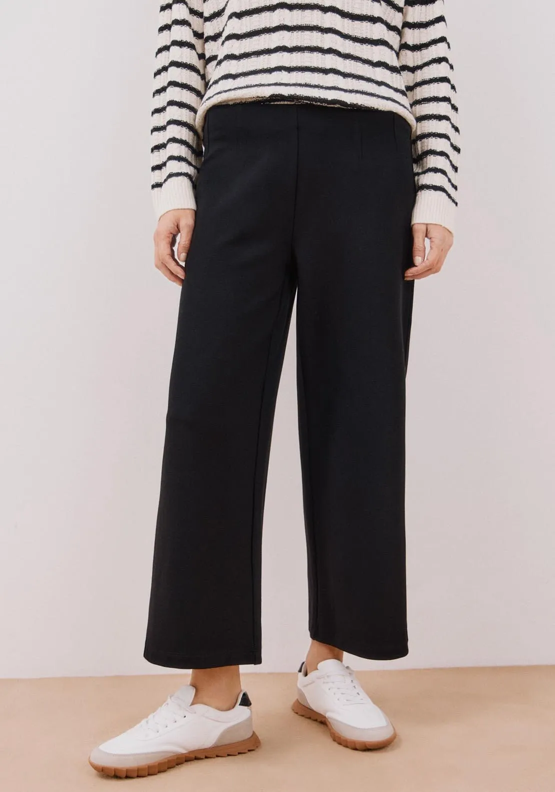 Palazzo Cut Trousers - Black