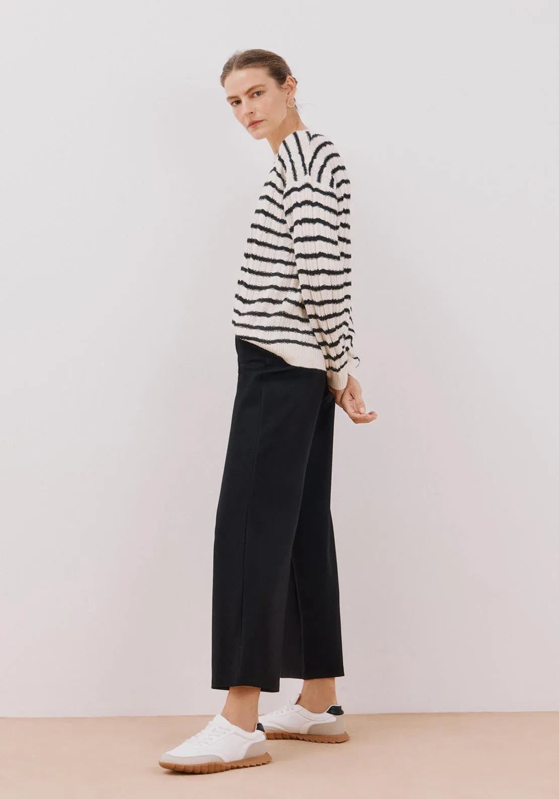 Palazzo Cut Trousers - Black