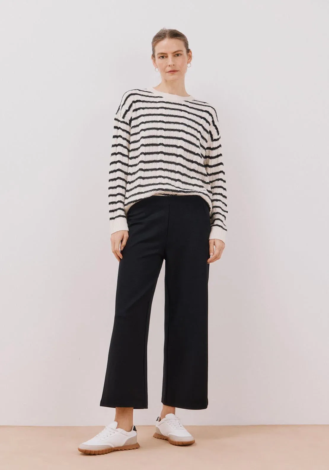 Palazzo Cut Trousers - Black