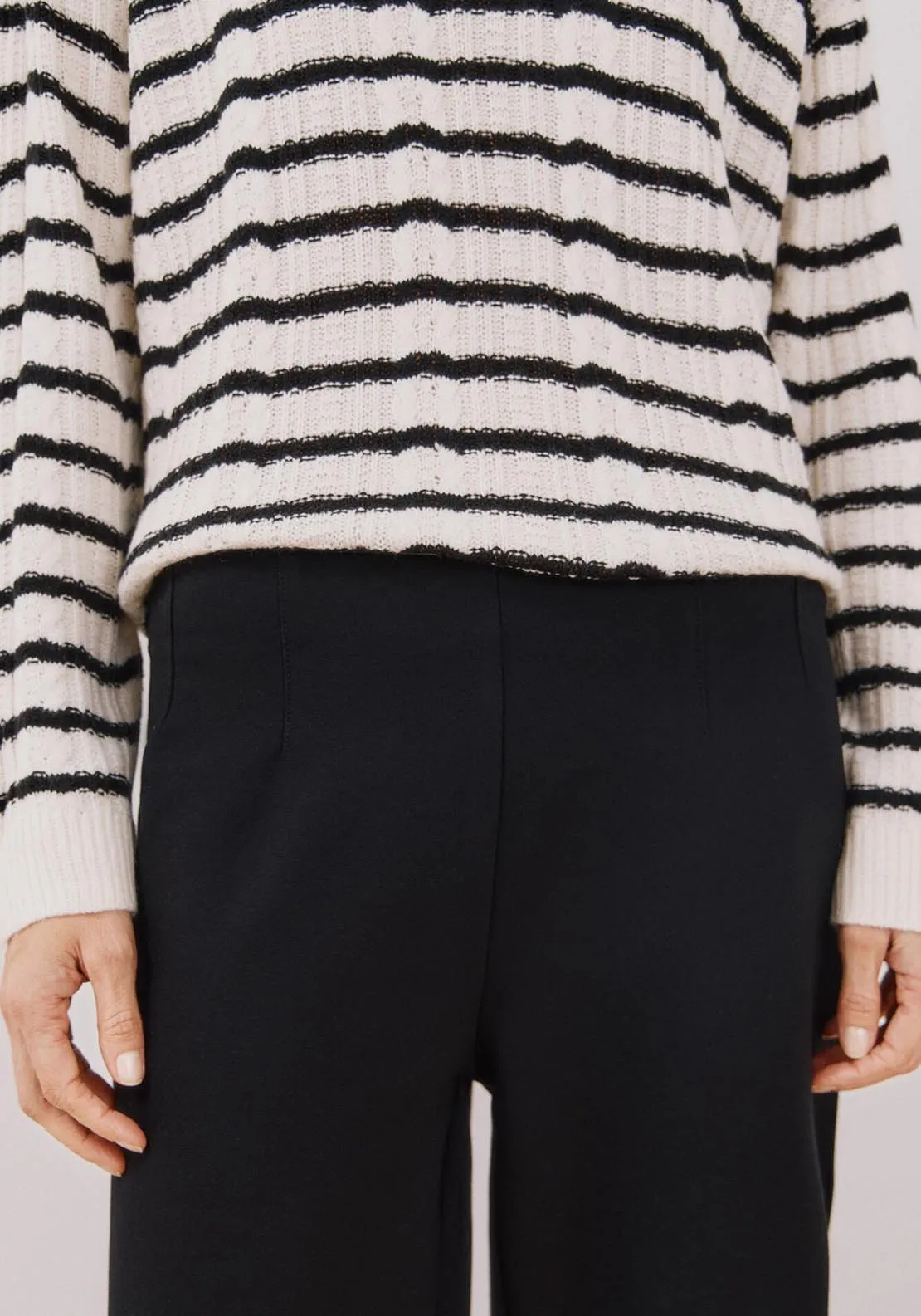 Palazzo Cut Trousers - Black