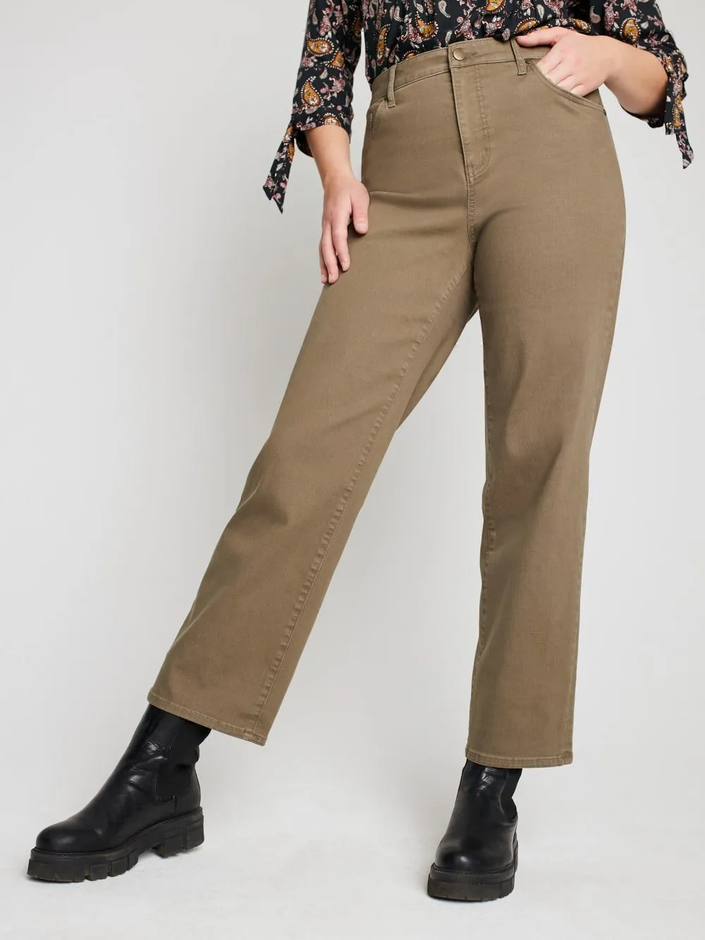 Plus Westport Signature 5 Pocket Colored Denim Straight Leg Jean - Plus