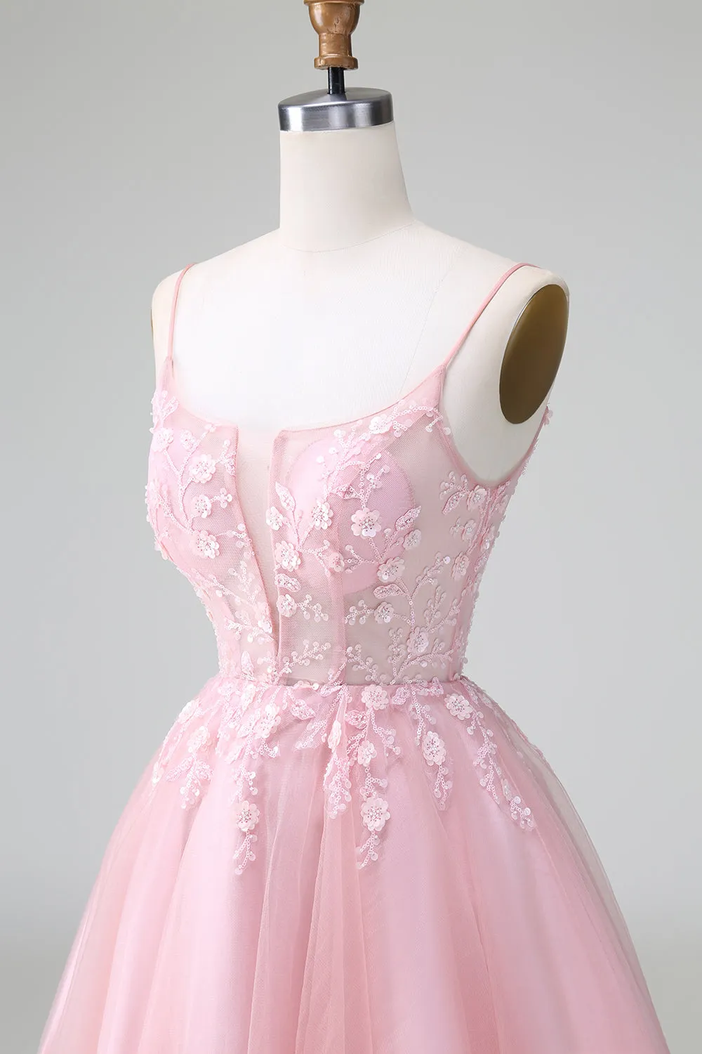 Princess Blush Applique Tulle A Line Mini Dress
