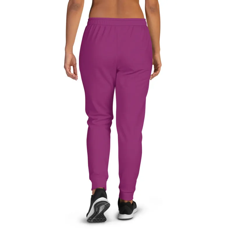 Purple Women's Joggers, Solid Color Slim Fit Ladies' Skinny Soft Sweatpants -Made in EU