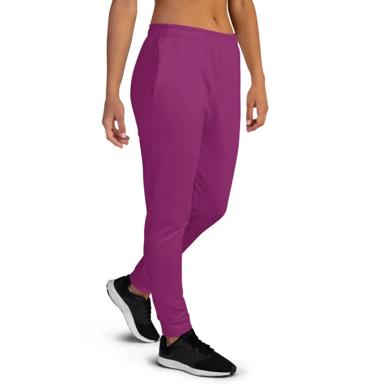 Purple Women's Joggers, Solid Color Slim Fit Ladies' Skinny Soft Sweatpants -Made in EU