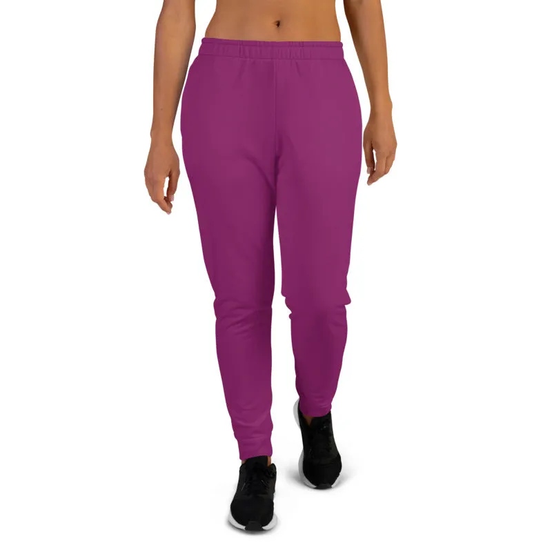 Purple Women's Joggers, Solid Color Slim Fit Ladies' Skinny Soft Sweatpants -Made in EU