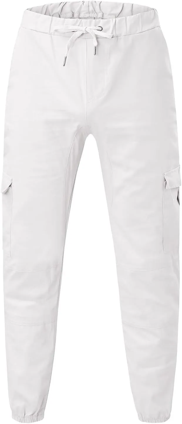 QWENTMTNTY Mens Fashion Joggers Slim Fit Casual Sports Cotton Cargo Pants Stretch Waist Workout Gym Sweatpants Trousers