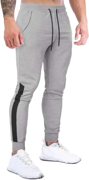 QWENTMTNTY Mens Jogger Pants Slim Fit Casual Elastic Waist Skinny Athletic Sweatpants Fashion Patchwork Workout Joggers