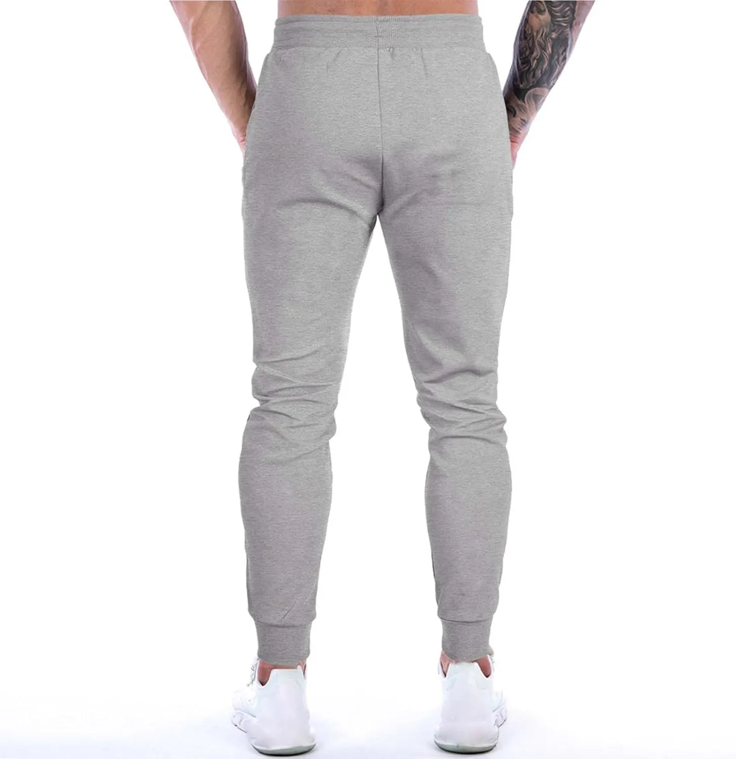 QWENTMTNTY Mens Jogger Pants Slim Fit Casual Elastic Waist Skinny Athletic Sweatpants Fashion Patchwork Workout Joggers