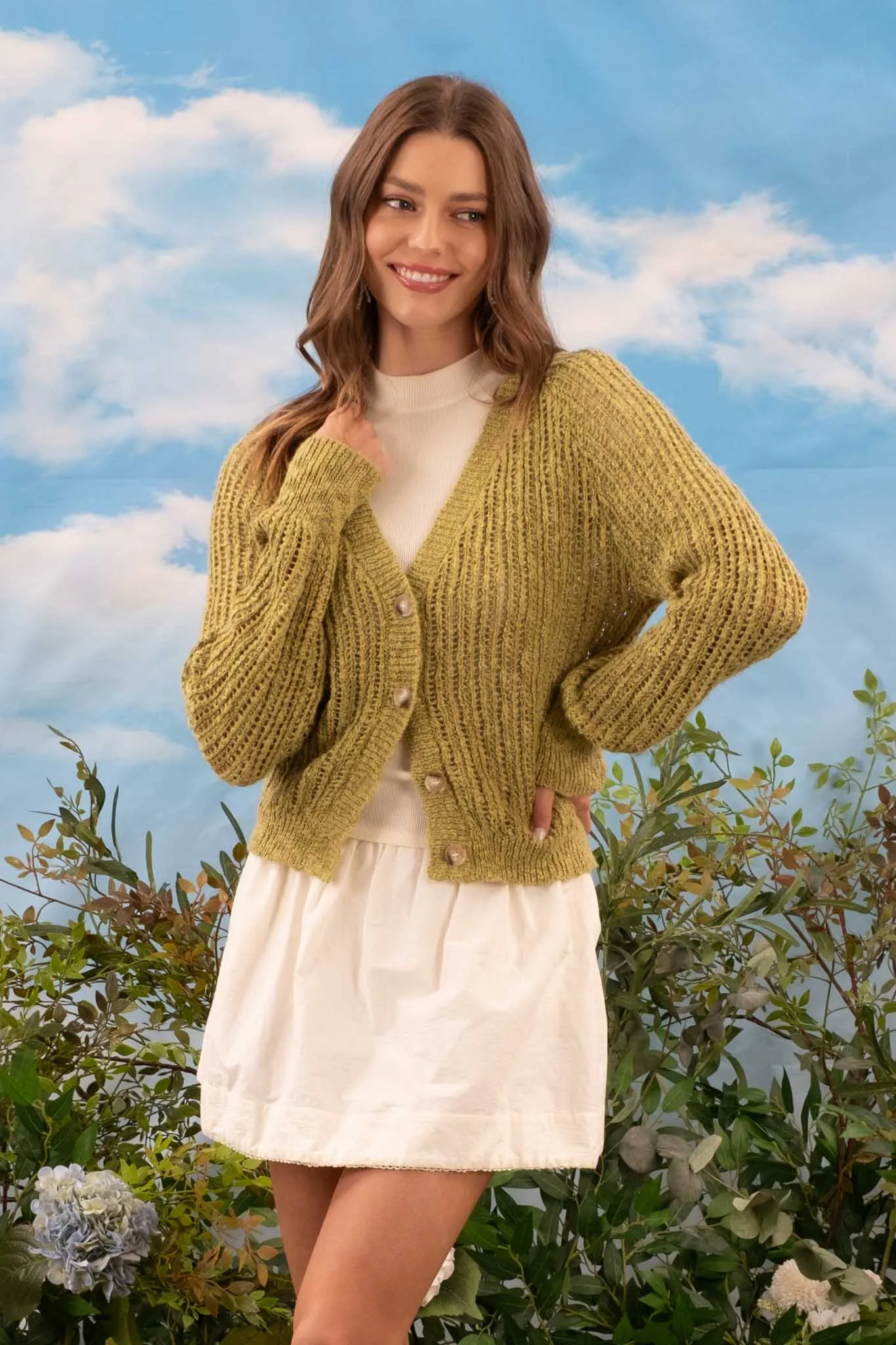 RELAXED BUTTON DOWN KNIT CARDIGAN