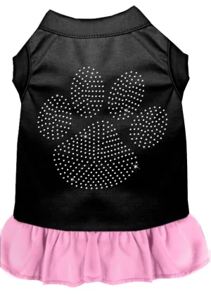 Rhinestone Clear Paw Dress Black With Light Pink Xxl