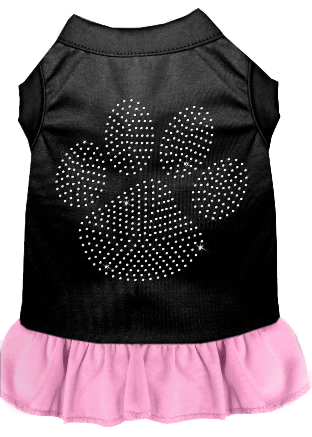 Rhinestone Clear Paw Dress Black With Light Pink Xxl