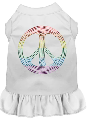 Rhinestone Rainbow Peace Dress White Xl