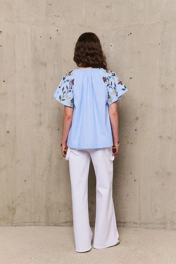 ROMY EMBROIDERED SHORT-SLEEVED TUNIC