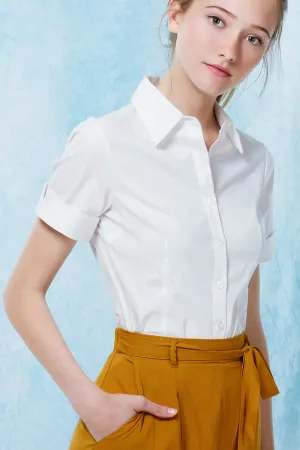 Short Sleeve Stretch Button down Cotton Shirt