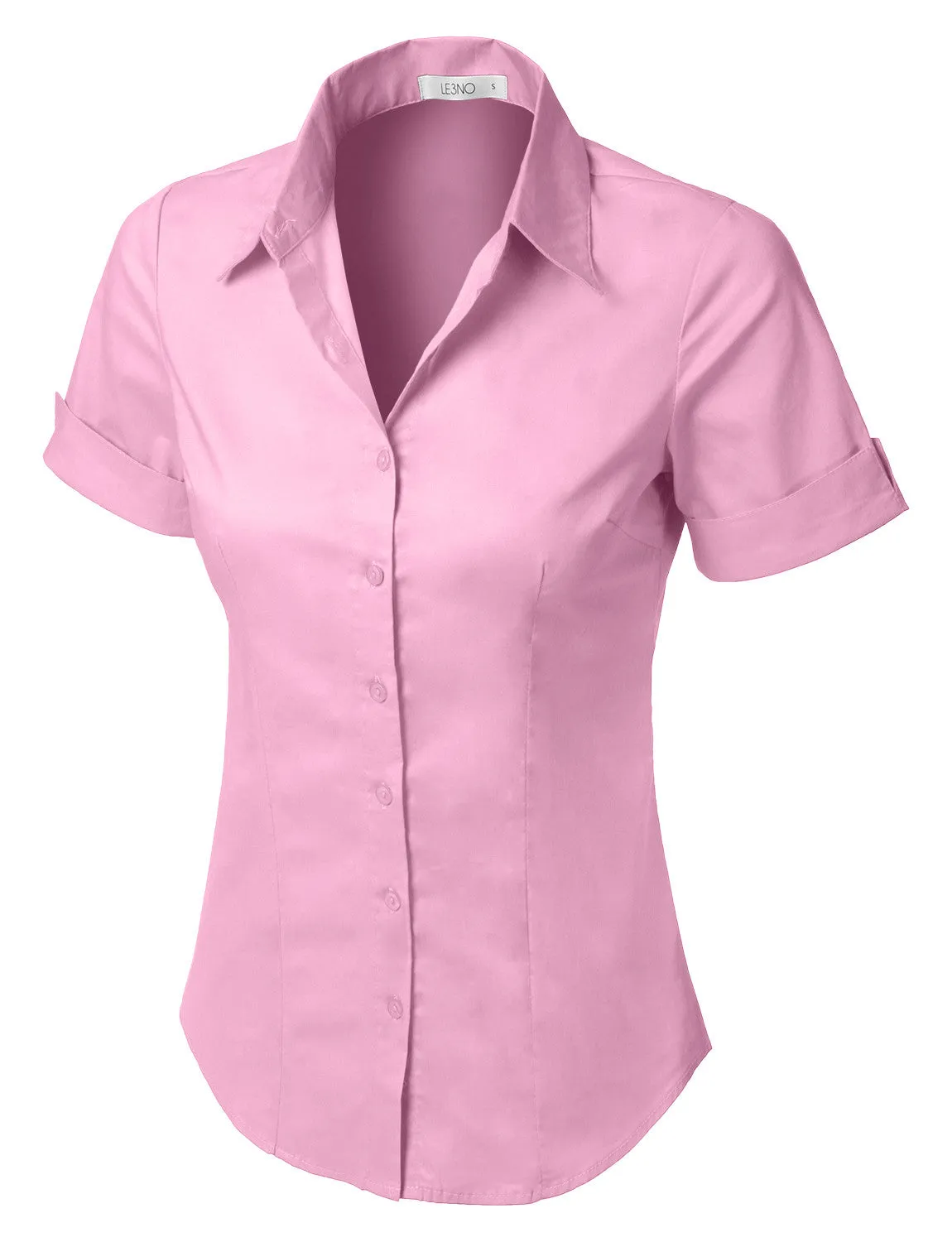 Short Sleeve Stretch Button down Cotton Shirt