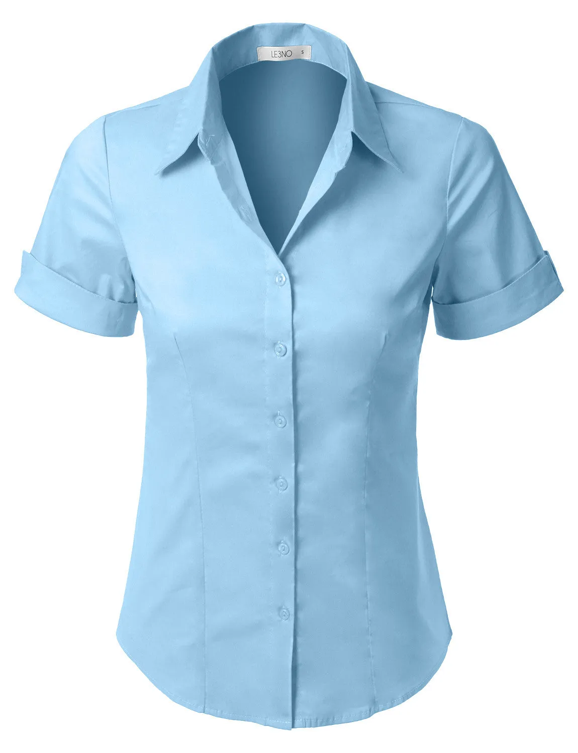 Short Sleeve Stretch Button down Cotton Shirt