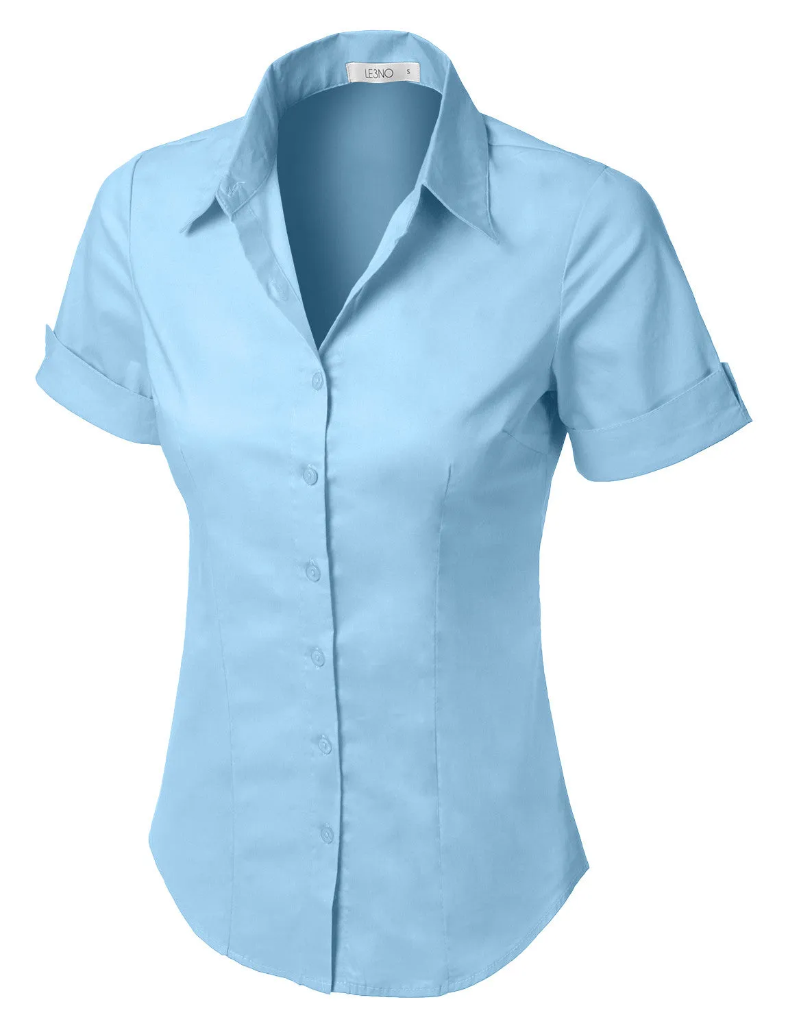 Short Sleeve Stretch Button down Cotton Shirt
