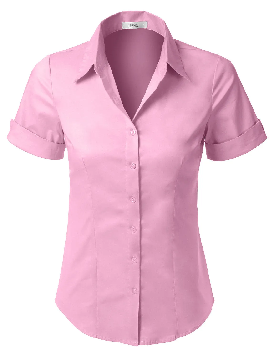Short Sleeve Stretch Button down Cotton Shirt