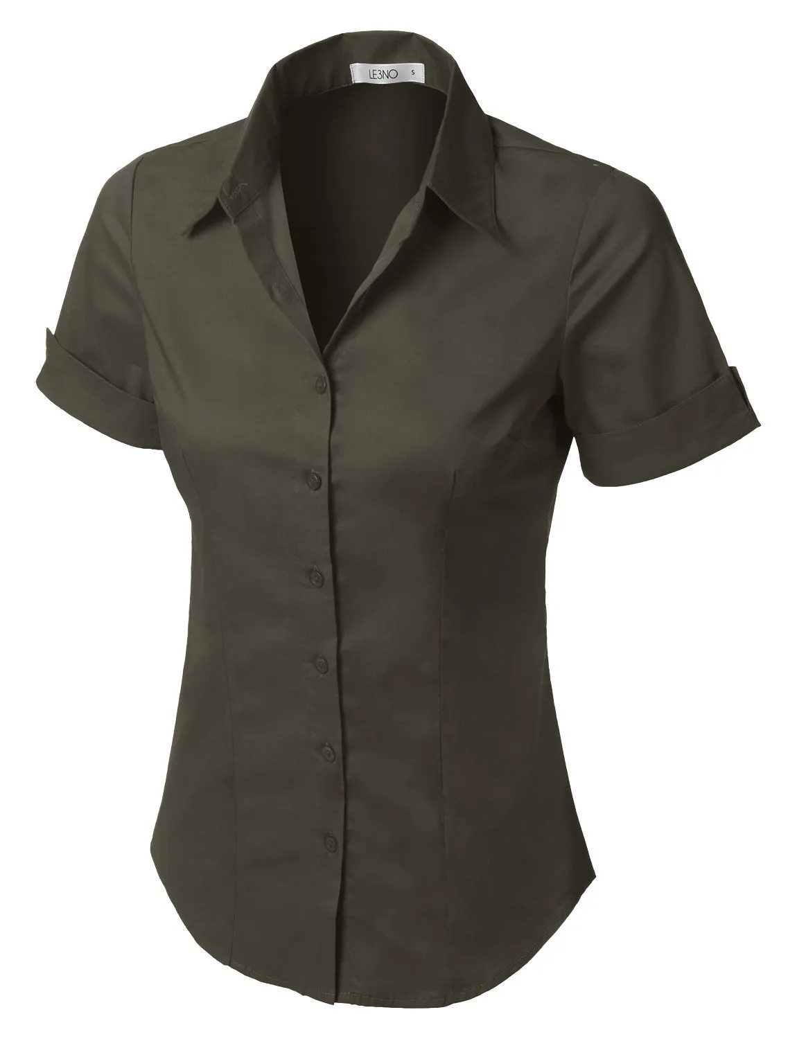 Short Sleeve Stretch Button down Cotton Shirt
