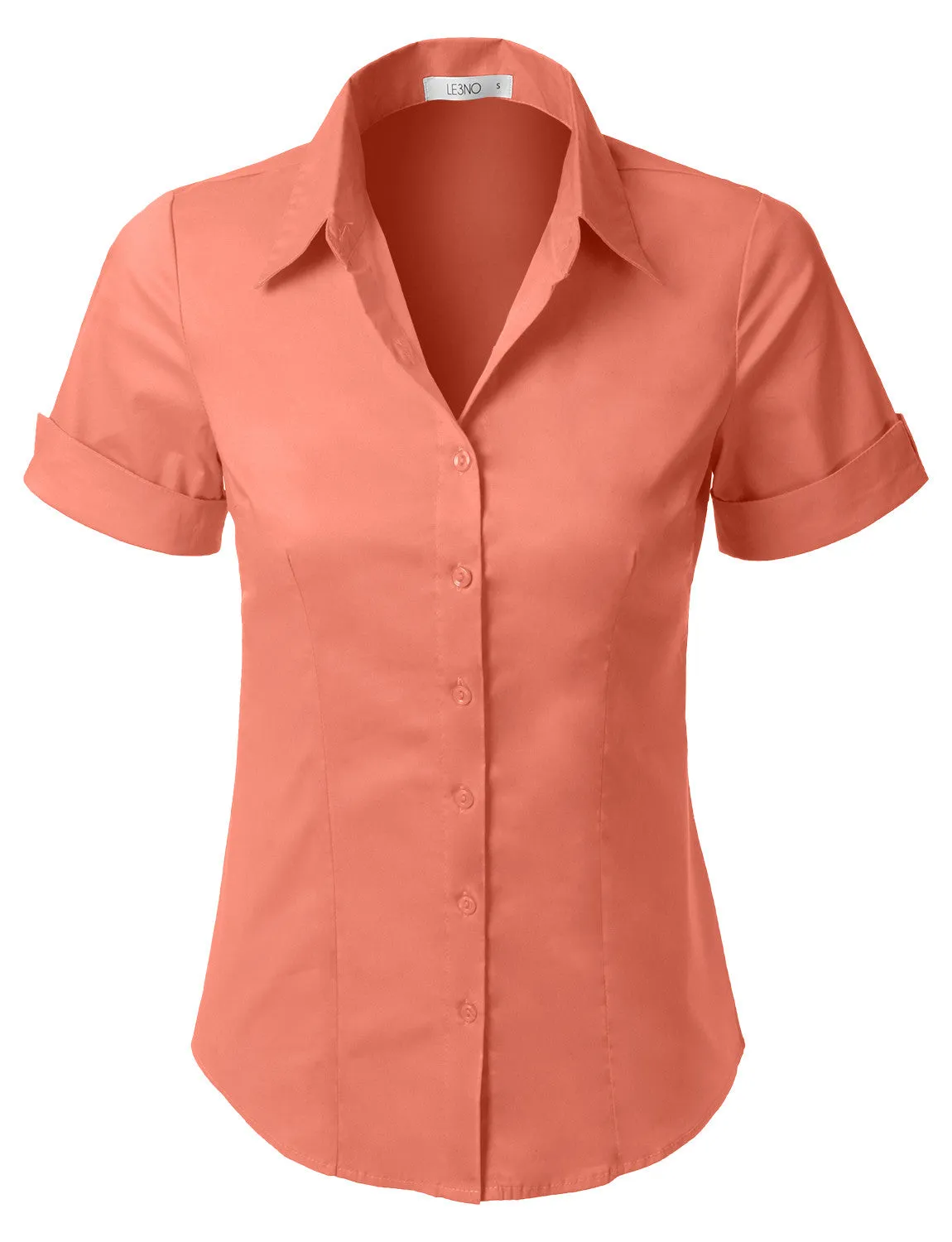 Short Sleeve Stretch Button down Cotton Shirt