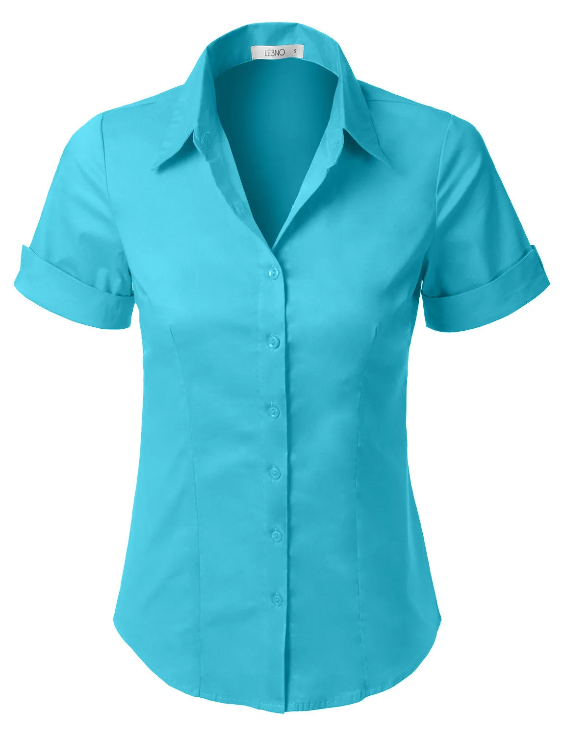 Short Sleeve Stretch Button down Cotton Shirt