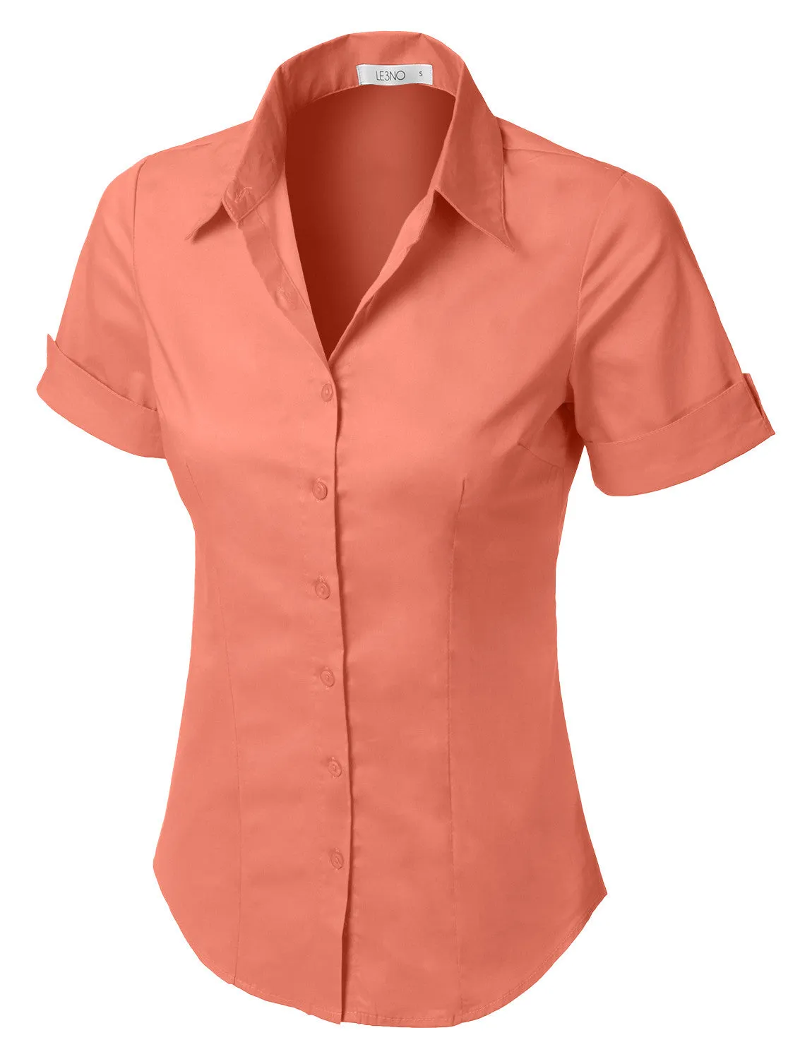 Short Sleeve Stretch Button down Cotton Shirt