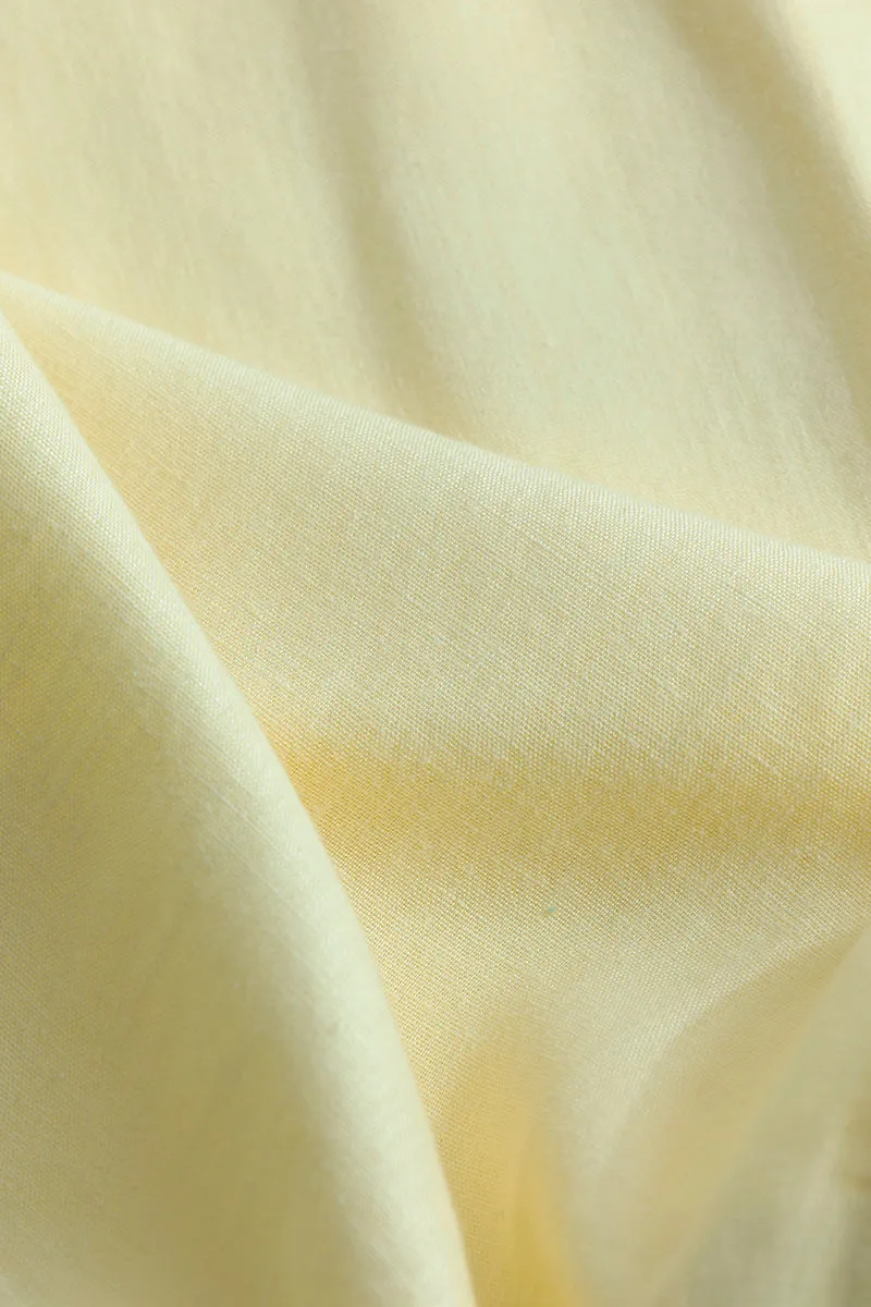 Sleek Style Plain Light Yellow Linen Shirt